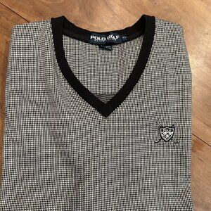Polo Golf Ralph Lauren Sweater Vest Men's XL Black Houndstooth